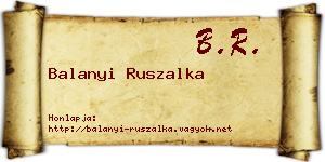 Balanyi Ruszalka névjegykártya